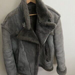 L&S Collection Slighty Used Men’s Grey Aviator Jacket